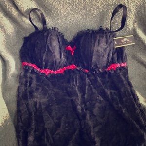 Boutique black lace teddy
